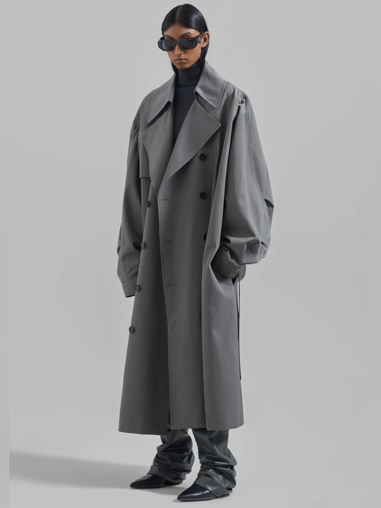 The Frankie Shop Jackets & Blazers - THE FRANKIE SHOP • Mavis Oversized Grey Trench Coat